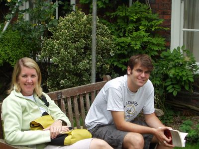 Ian and Laurie, outside the house.