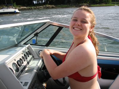 Sharon, very excited to be at the wheel of such power.