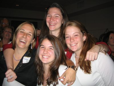 Catherine, Kelly, and Maggie and Shelby Brown at the 150th party.