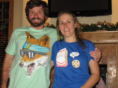 Showing off new Christmas tees.  I went to a party a few...