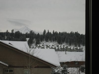 Looking out the condo window at Lone Peak... Goodbye, Big Sky!