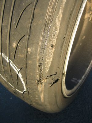 Damage to the tire.