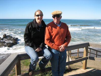 Catherine and Dad taking a break from driving to watch...