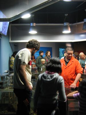 Jay checks out the hands-on displays.