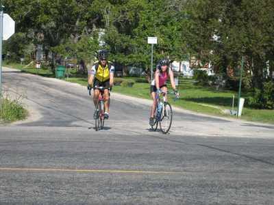 Mike and Kate riding into the second checkpoint.