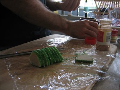 Jay preps some trunks with cinnamon.