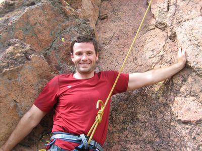 Jay, about to begin his ascent of Turkey Hooks (5.8) on...