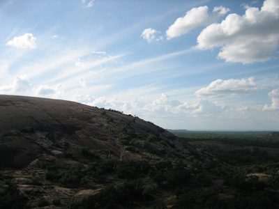 Sun coming over the Main Dome of E-Rock.