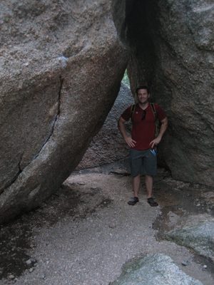 Pathway through the boulders.  There was a lot of chaulk...