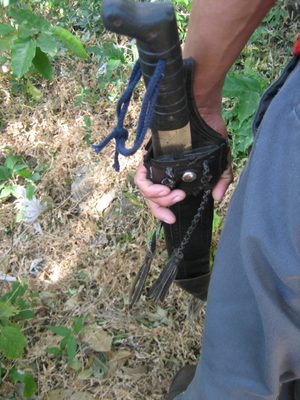 Abel with the crazy machete he and Miguel used for...
