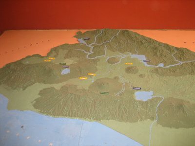 Topographical map of El Salvador at the San Andres...