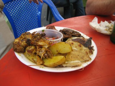 Jay had a mixed meat plate.