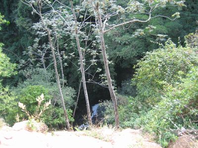 Looking over the cliff to the river far, far below.