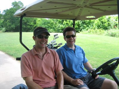Eric Giannini (UVa grad) and Jay hang out in the golf...