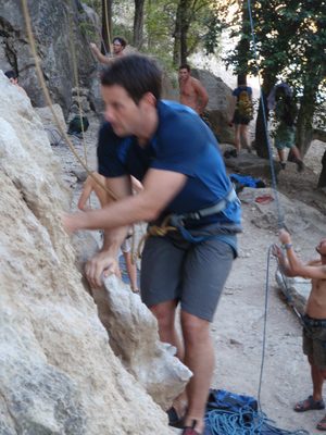 Jay starts up Flintstones.  Having done this route many...
