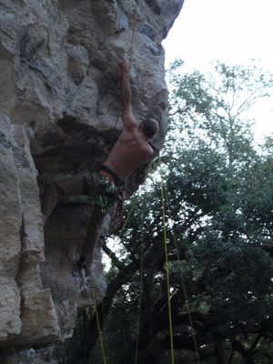 John coming out from under the ledge.