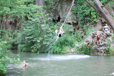 James doing more flips.  Catherine waits her turn (to...