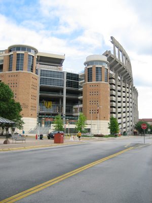 UT football stadium.  This entire road was closed, which...