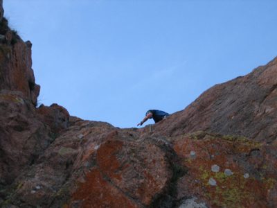 Jay beginning a descent on an easy route meant to remind...
