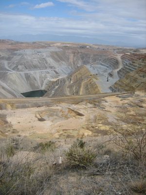 Looking down into the open pit of the ASARCO copper mine...