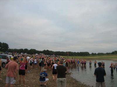Near the starting line.  I am probably over to the left...