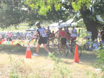 Running into transition.  Out of my way, lady in pink!