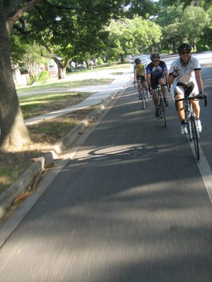 Looking back at Paul (white), Daniel (middle), and...