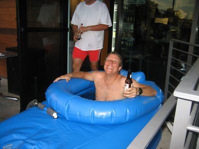 Paul volunteered to try out the bath first.  I think it...