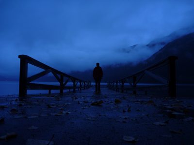 ... with a lone man visible.  It's fun to flip between...