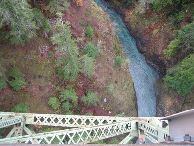 Looking down at the Skokomish River, some 400+ ft below....