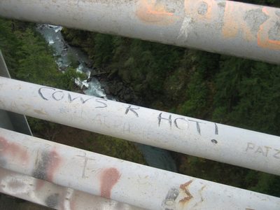 Bridges are also great places for graffiti.  Apparently...