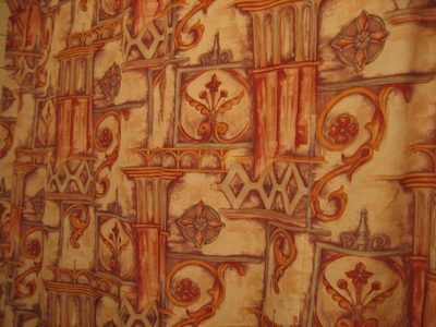 The shower curtain.