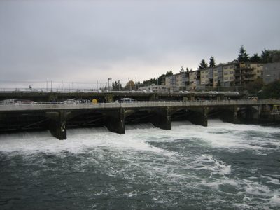 To the side of the locks is a dam with a spillway.  Dams...