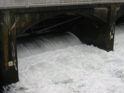 Scary scary amounts of water pouring through the...