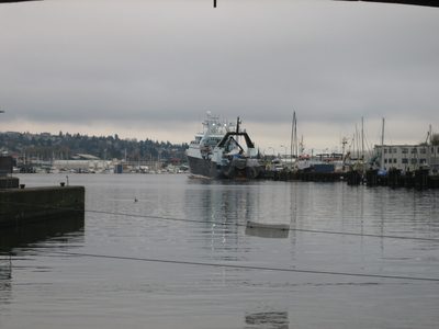 A big ship in Salmon Bay.  Amazingly, that boat went...