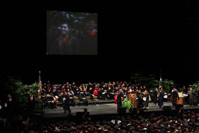 Kerry on the big screen, James behind her (MS 2011).