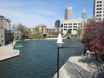 Walking along the canal in downtown Indianapolis.