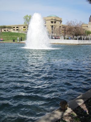 Pretty fountain.  I do love being near water, so the...