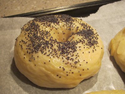 Close-up of the poppyseeds before baking.