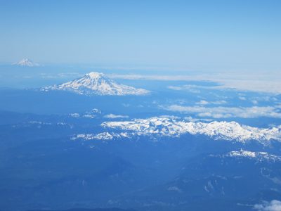Flying in to SEA in early August.  I believe Mt. Adams...