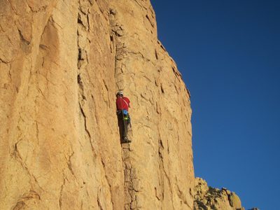 Jay climbs the alligator skin.