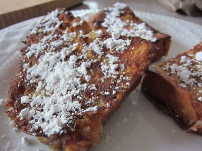 Close-up on the French toast.
