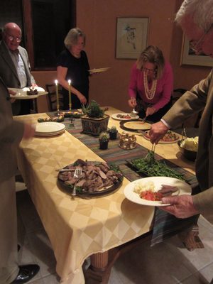 Another view of dinner and the dining table decorations.