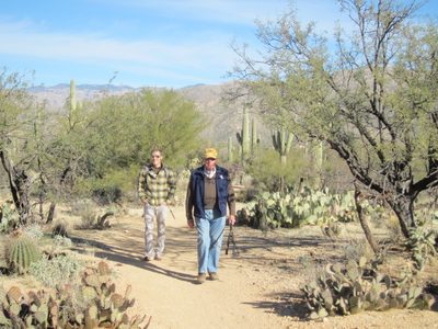 Dad and John march through the desert.