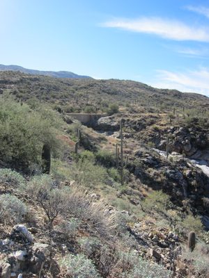 Looking towards a dam.