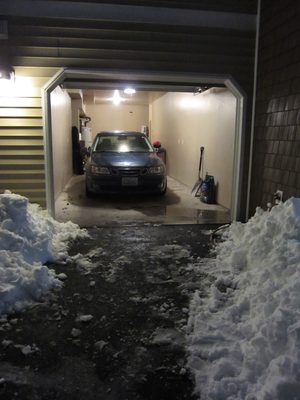 Li'l Blue tucked in my garage.  Not coming out any time soon...