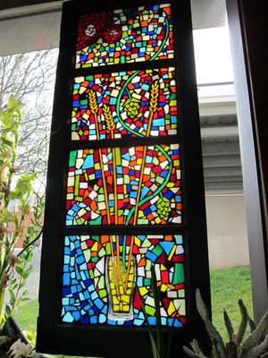 They also had this cool stained glass on the wall.  The...