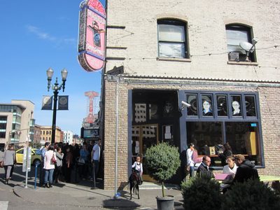 Most specifically, about the ridiculous line.  We walked...