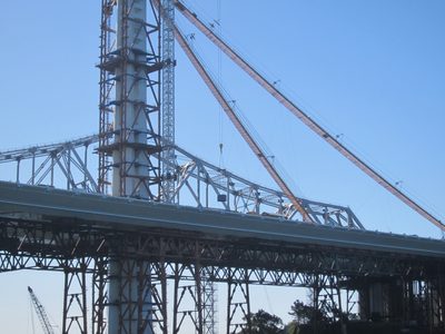 We watched the tower crane (the base of which is visible...