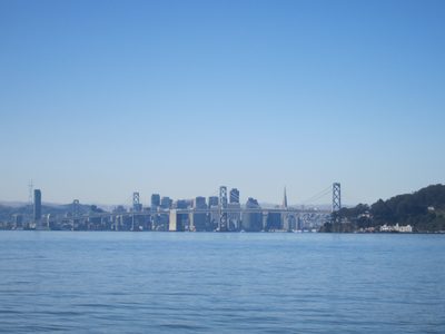 Glancing back at the city from the boat.  We were quite...